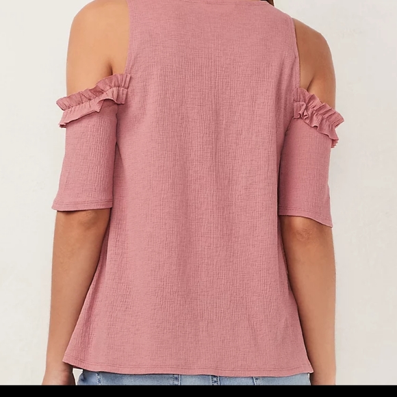 Women's LC Lauren Conrad Ruffle Cold-Shoulder Top - Picture 2 of 2